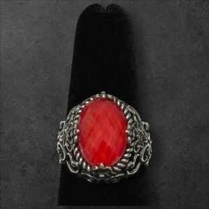 Southwestern Carolyn PollackCoral Faceted Quartz Doublet Sterling Size 8.25 Ring